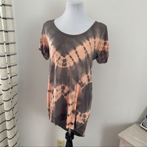 Sloane Rouge Tie Dye Tunic Tee Gray Medium